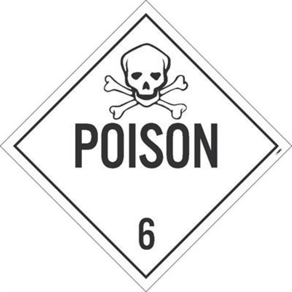 Poison 6 Dot Placard Sign, Pk100, Material: Pressure Sensitive Removable Vinyl .0045, NMC, Mfr# DL8PR100